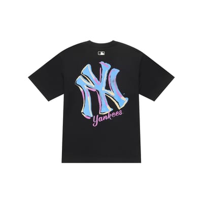 MLB New York Yankees Basic Serie FW25 Groot Logo Mode Graffiti Achterprint Los Veelzijdig Eenvoudig Ronde Hals Korte Mouw T-shirt 3ATSB1654-50BKS XS gray