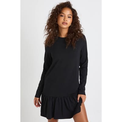 boohoo Dames Lange Mouwen Drop Zoom Smock Jurk | Black | Maat: 8