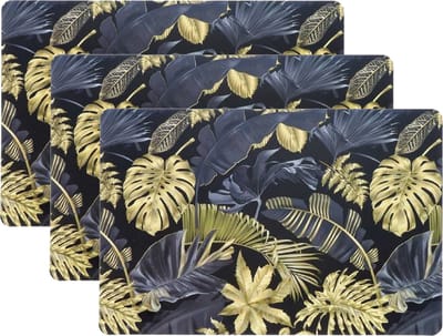 Unique Living Placemat - 6x - blad motief - 44 x 28 cm - tafeldecoratie onderlegger
