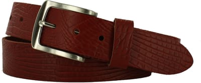 Leren Riem Krokoprint | 4cm breed | Riemmaat: 95cm (totale lengte: 110cm) | 100% echt leer | Kleur: rood | Nikkelvrije gesp