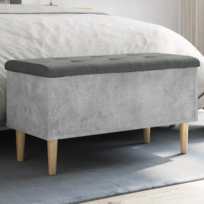 vidaXL - Opbergbankje - 82x42x46 - cm - bewerkt - hout - betongrijs