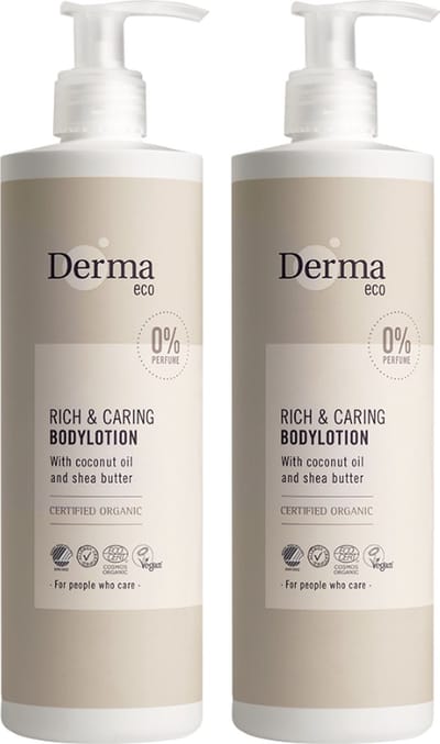 Derma Eco Bodylotion - 2 x 400 ml - Parfumvrij - Met Sheaboter en Vitamine E - AllergyCertified
