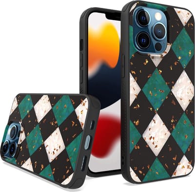 LuxeBass Siliconen hoesje met print geschikt voor Apple iPhone 14 Pro - Marmer Green - telefoonhoes - gsm hoes - telefoonhoesje