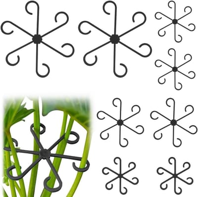 Plantstand voor Klimplanten, 8 Stuks in 4 Maten, Ondersteuning en Stabilisatie voor Binnenplanten, Zwart Montagesysteem voor Groene Bladeren