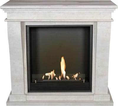 Xaralyn Bio-ethanol haard - Kreta-Mini BIU-SWU - wit natuursteen - 3 KW verwarming - haardombouw inclusief inbouwhaard - schouw