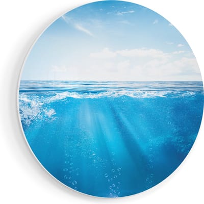 Artaza Forex Muurcirkel Helder Blauwe Zee Onder Water - 80x80 cm - Groot - Wandcirkel - Rond Schilderij - Wanddecoratie Cirkel