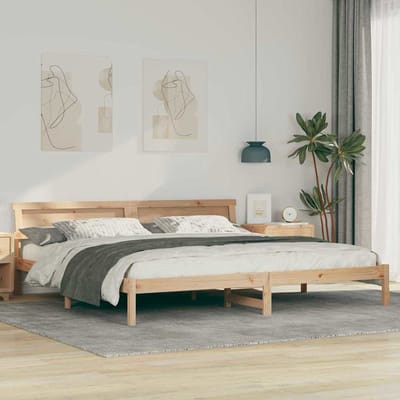 vidaXL - Bedframe - met - hoofdeinde - Bruin - 180 - x - 200 - cm - Massief - grenenhout