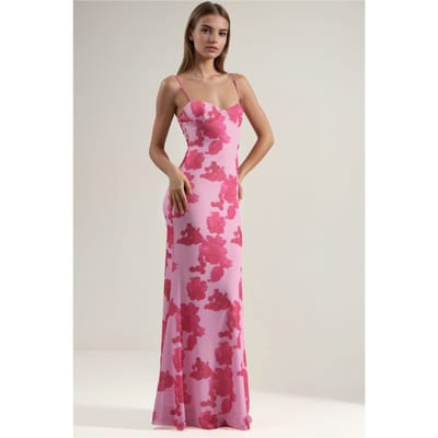 Maxi-jurk met Hartkraag en Bloemenprint