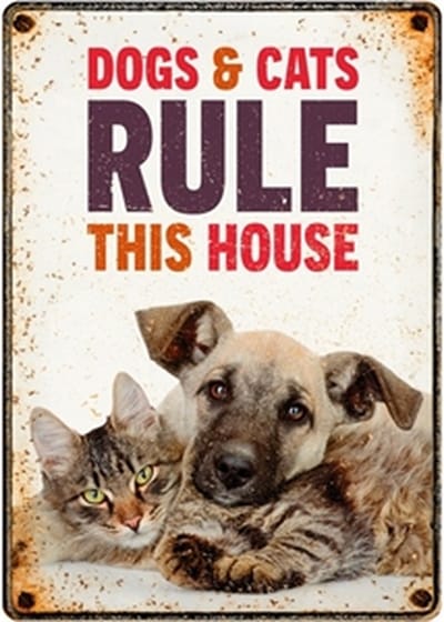 Plenty Gifts Waakbord Blik Dogs & Cats Rule This House