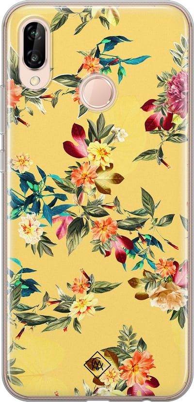 Casimoda® hoesje - Geschikt voor Huawei P20 Lite (2018) - Floral Days - Siliconen/TPU - Soft Case - Geel - Bloemen