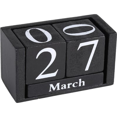 Vintage houten kalender desktop houten blok maand datum weergave thuiskantoor decoratie zwart