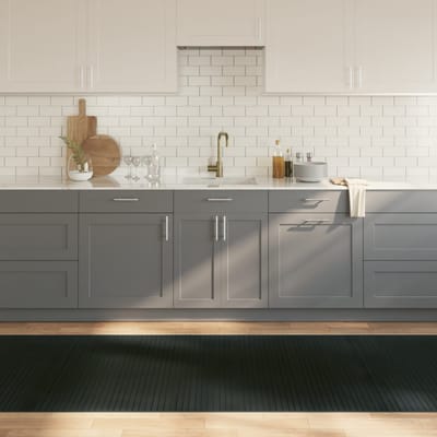 vidaXL - Vloerkleed - rechthoekig - 100x400 - cm - bamboe - grijs