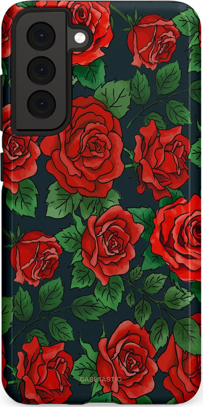 Casetastic Hoesje Geschikt voor Samsung S21 FE - Stijlvolle Beschermende Duo-layer Case - Rozen rood