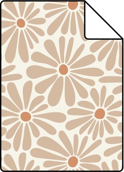 Proefstaal ESTAhome behang madeliefjes warm beige - 26.5 x 21 cm - 131148-S