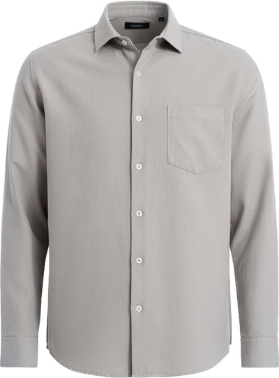 OMBRE Overhemd - Regular Fit - Katoen - Lange Mouw Grijs S