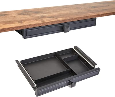 Onder Bureau Lade - Opbergbakje Bureau - Werkplek Organiseren - Met Ruimteverdeler - 39x24x4 cm - Zwart