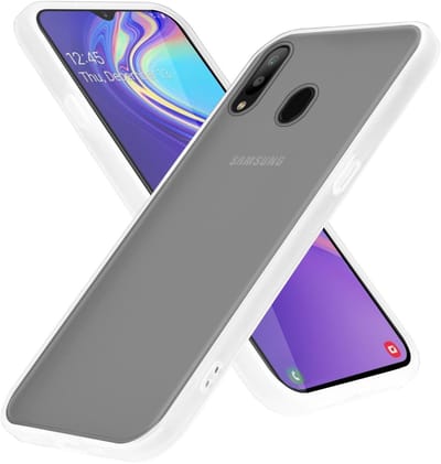 Cadorabo Hoesje geschikt voor Samsung Galaxy M30 / A40s in Mat Transparant - Hybride beschermhoes met TPU siliconen Case Cover binnenkant en matte plastic achterkant