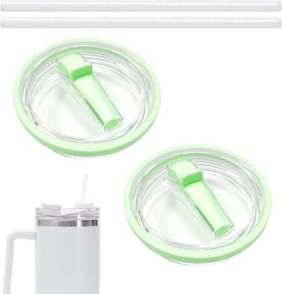 Vervangend Deksel voor 1120 ml Beker met Flip Strap, Herbruikbaar, Lekvrij en Spatbestendig, Set van 2 (Lichtgroen)