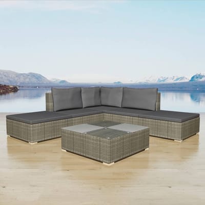 vidaXL - 6-delige - Loungeset - met - kussens - poly - rattan - grijs