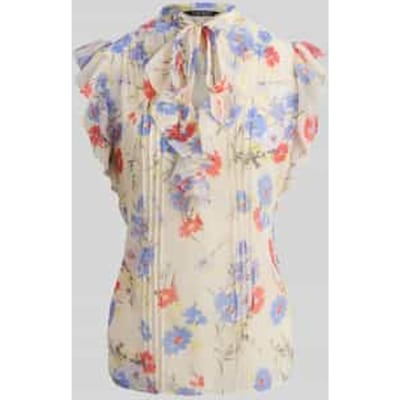 shaped fit blouse met officierskraag en materiaalgelijke strik