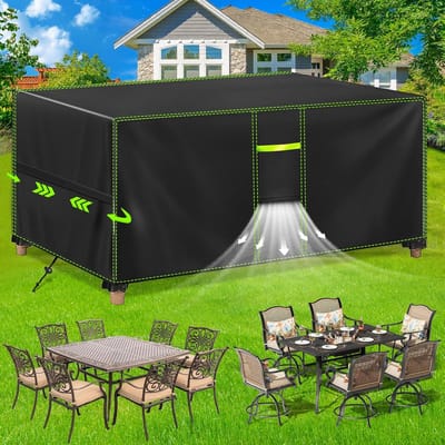 Famanu – Afdekking voor tuinmeubelen - waterdicht - winterbestendig - 420D beschermhoes voor tuintafels - meubelsets - terrasmeubelen - rechthoekige tafelafdekking 170 x 94 x 71 cm
