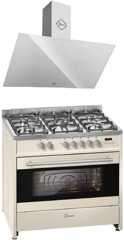 GURARI - gasfornuis - afzuigkap - elektrisch gasfornuis - 90 cm - 121L GCH E 911 Cr + GCH 286 WH 9 Prime N - afzuigkap 90cm