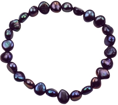 Zoetwater parel armand Pealca - echte parels - elastisch - blauw - paars - luxe sieraden zakje - zoetwaterparel - parel armband dames - elastisch parel armband