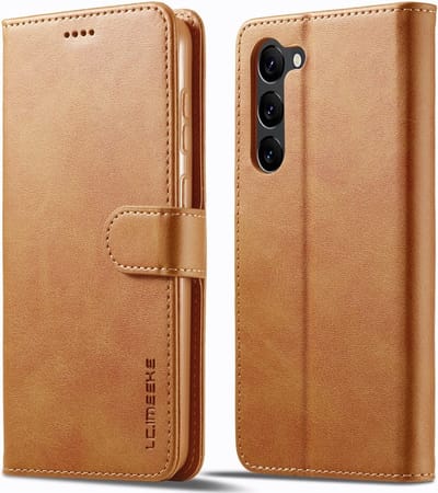LC.IMEEKE Hoesje - Geschikt voor Samsung Galaxy S23 Hoesje - LC.IMEEKE Luxe Book Case - Bruin