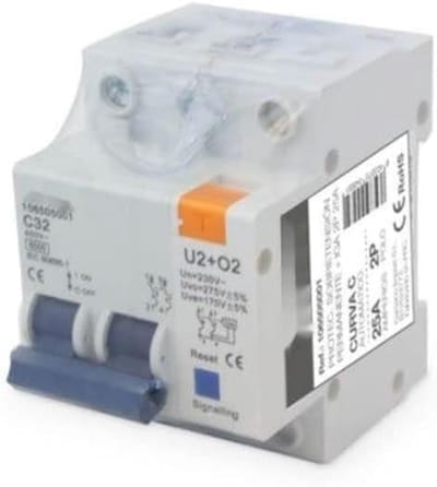 Aardlekschakelaar 1P+N - Differentiaalstroomschakelaar - Elektrische Beveiliging - 6KA Klasse C - 25A 0030A - Grijs