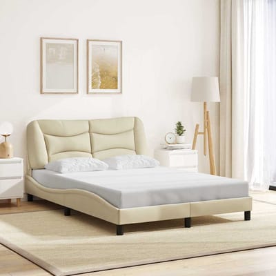 vidaXL - Bedframe - zonder - matras - "Hvar" - 120x200 - cm - stof - crèmekleurig