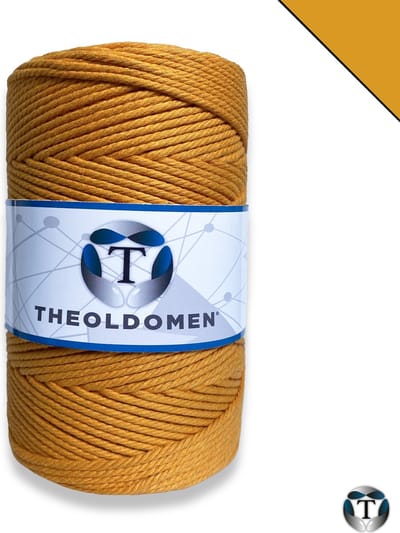 Macramé Koord | Goudgeel | 200 meter | 100% Katoen | Macramé Touw | Macramé | Voor Macramé Plantenhanger | Wandkleed | Dromenvanger | Triple Twist | DIY | Touw | 3mm | TheOldOmen |