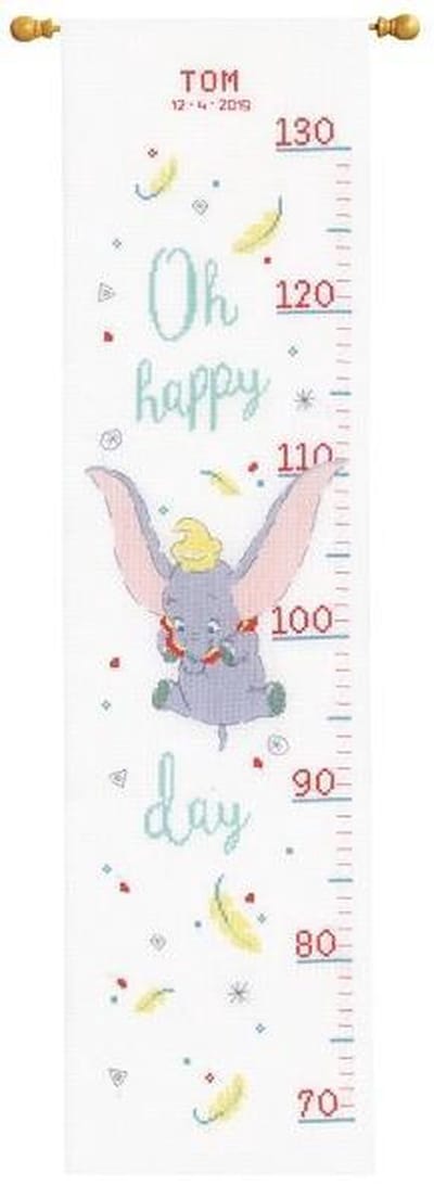 Vervaco - Telpakket kit - Geboorte - Groeimeter - Disney Dumbo Oh happy day - PN-0178436 - Borduren - Borduurpakket - Borduurpakket geboorte - Borduurpakket volwassenen