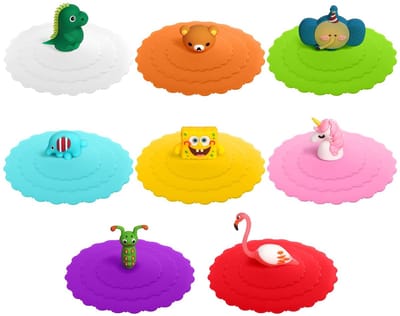Allecto - Silicone Lid - Herbruikbare Deksels - Flexibel en Duurzaam - 8 Stuks - Voor Koffiemokken en Theekoppen - Dierenontwerpen