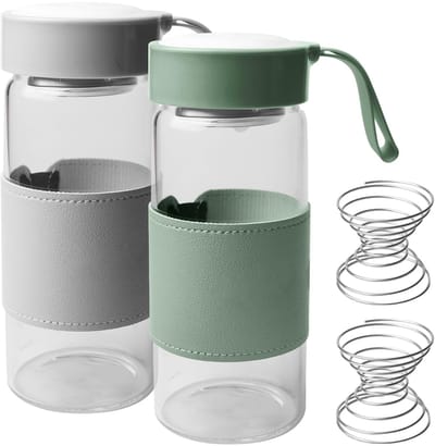 NTH products- Shaker Bottle 480 ml - Borosilicaat Glas - Roestvrij Staal Mengballen - Antislip Silicone Sleeve - Geschikt voor Vaatwasser - Schokbestendig - Drinkfles