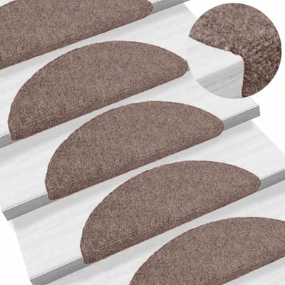 vidaXL - Trapmatten - zelfklevend - 10 - stuks - 56x17x3 - cm - lichtbruin - halfrond
