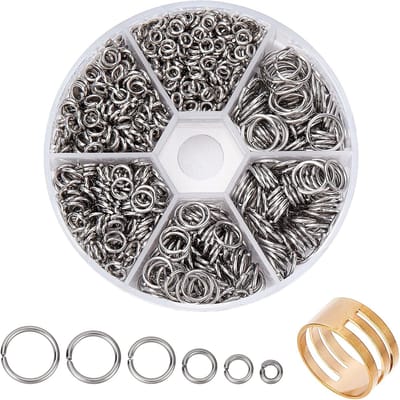 Ongeveer 1000 Stuks RVS Springringen in 6 Maten van 4 tot 10mm - Ideaal voor Armbanden, Kettingen en Oorbellen