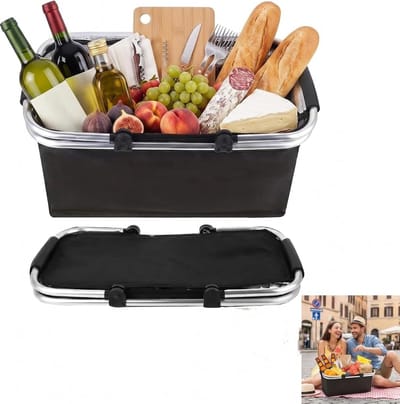 Vouwbare Koeltas met Isolatie, Draagbare Picknickmand met Verstevigde Handvatten voor Reizen, Winkelen en Buitenactiviteiten