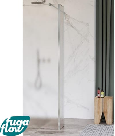 FugaFlow Eccelente Vetro zijwand - 30x200cm - mat glas - 8mm - met hoekprofiel - geborsteld RVS -