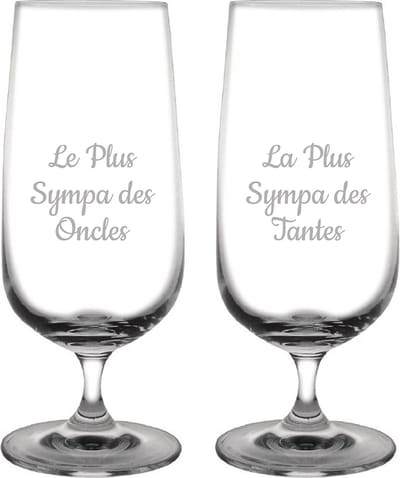 Bierglas op voet gegraveerd - 41cl - Le Plus Sympa des Oncles & La Plus Sympa des Tantes