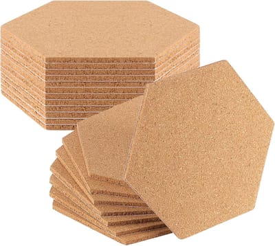 Zeshoekige kurkplaten - 20 stuks - zelfklevend prikbord - kurkwand - 200 x 175 x 6 mm - thuisdecoratie - kantoormemorandum - kurkplaten voor foto's