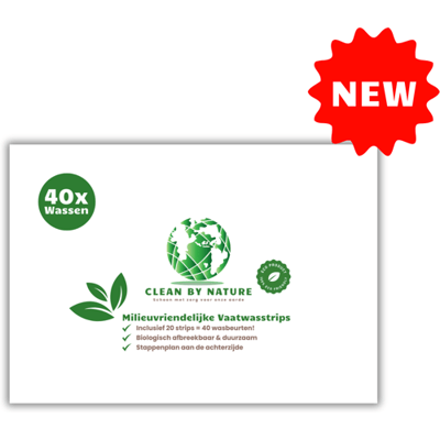 Clean By Nature® Milieuvriendelijke Vaatwasstrips - 40x Wasbeurten - Plastic Vrij - Eco Friendly - Vaatwastabletten - Vaatwasmiddeldoekjes - Vaatwasserstrips - Vaatwasmiddel - Wasvellen - Proefpakket - Vegan - Zero Waste - Met zorg voor onze aarde.