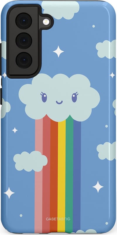 Casetastic Hoesje Geschikt voor Samsung S21 FE - Stijlvolle Beschermende Duo-layer Case - Regenboogwolkje