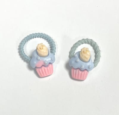 Haarelastiekjes - Cupcakes - Blauw, roze, geel - 2 Stuks