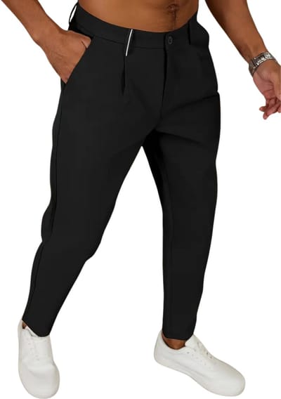 Livano Pantalon Heren - Chino - Golfbroek - Nette Broek - Elastische Tailleband - Volwassenen - Zwart - M