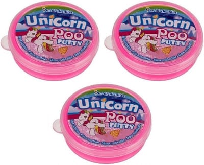 Unicorn Poo Putty Eenhoorn slijm - 3x - roze - potje 40 gram - speelgoed - magisch slijm