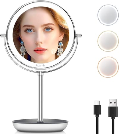 Oplaadbare Cosmeticaspiegel met LED-verlichting en Vergroting 1X/10X