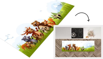 Keukenloper - Loper keuken - Cartoon - Dieren - Bos - 150x50 cm - Keukenloper vinyl