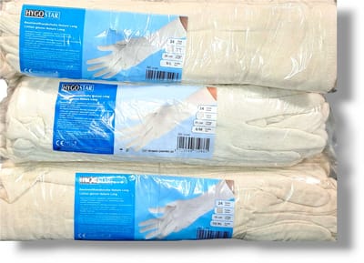 Katoenen handschoenen - 35cm - maat L - 12 paar