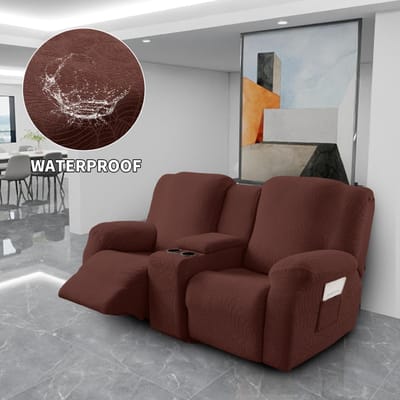 8 pièces/ensemble imperméable Housse de canapé inclinable 2 places Housse de canapé tout compris avec console centrale 2Seat Recliner cover