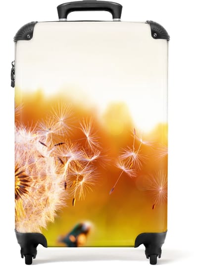 NoBoringSuitcases.com - Koffer - Paardenbloem - Bloemen - Zon - Lente - Botanisch - Past binnen 55x40x20 cm en 55x35x25 cm - Trolley handbagage - Valiezen met wieltjes volwassenen - Reiskoffer op wielen - Rolkoffer lichtgewicht